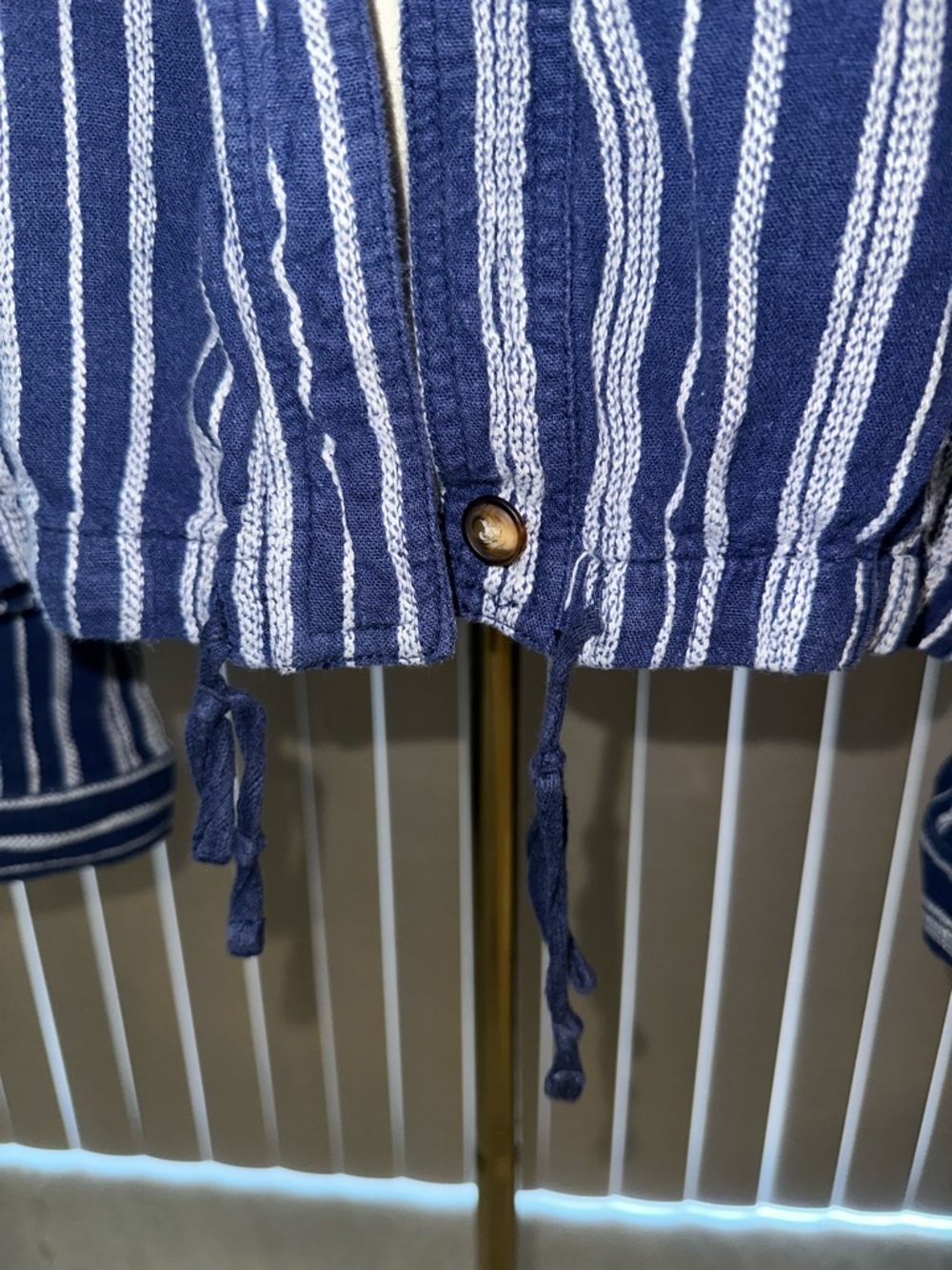 Striped Navy Utility Button-Up Jacket - Picture 6 of 12